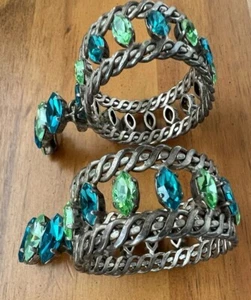 Rare Vintage Dominique Aurientis Earrings Paris Rhinestone Hoop Clip Statement - Picture 1 of 23