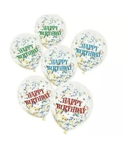 6 (Pack) Bright Happy Birthday 12”Confetti Balloons Party Decor - Picture 1 of 3