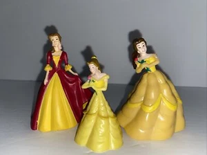Lot Of 3 Belle PVC Cake Toppers Or Figures Disney Beauty & The Beast Gowns - Picture 1 of 4