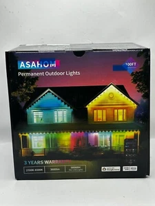ASAHOM Permanent Outdoor Lights for House, 100ft with 60 RGBCW LED Smart Eave - Picture 1 of 10