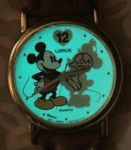 Vintage Lorus Disney Mickey Minnie Mouse Watch  Glow In The Dark Untested AS IS - Bild 1 von 10