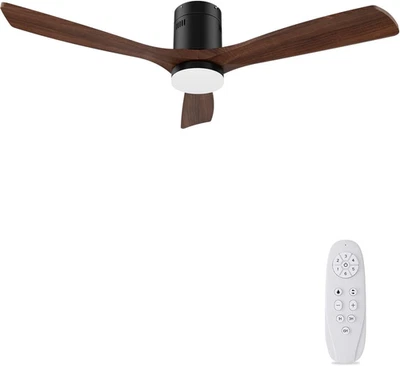Ventilatore Da Soffitto in Legno Con Luce LED Dimmerabile 24W Motore DC Silenzio - Immagine 1 di 4