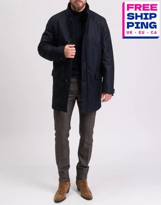 RRP€1750 MANDELLI Cashmere & Wool Coat IT52 US42 XL Nutria Fur Trim High Neck - Image 1 of 4