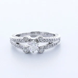 1 3/4ct G VS2 Round Natural Diamonds 950 Plat. Vintage Style Side Stone Ring - Picture 1 of 7