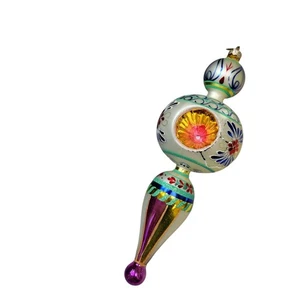 Christopher Radko Blue Danube Triple Indent Reflector Drop Ornament Poland Box - Picture 1 of 11