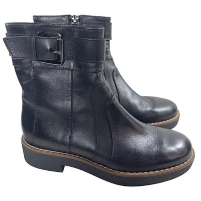 Geox Respira Botines Cuero Negro Moto Hebilla Patente Italiana Talla 36 (US 6) Foto 1 de 4