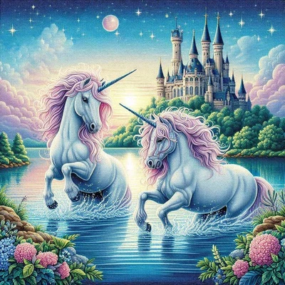 Two Unicorns - DIY Diamond Painting - image 1 of 4