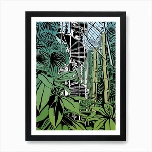 Kew Gardens Palm House Spiral Stair Framed Wall Art Poster Canvas Print Picture - Picture 1 of 4