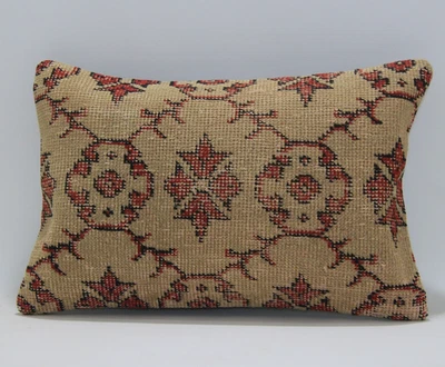 16x24" VINTAGE Turkish KILIM Rug Pillow Cover | Hand Woven JUTE & Wool Cushion - Image 1 of 4