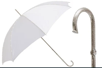 Paraguas de boda blanco con perlas hechas a mano Pasotti Foto 1 de 4