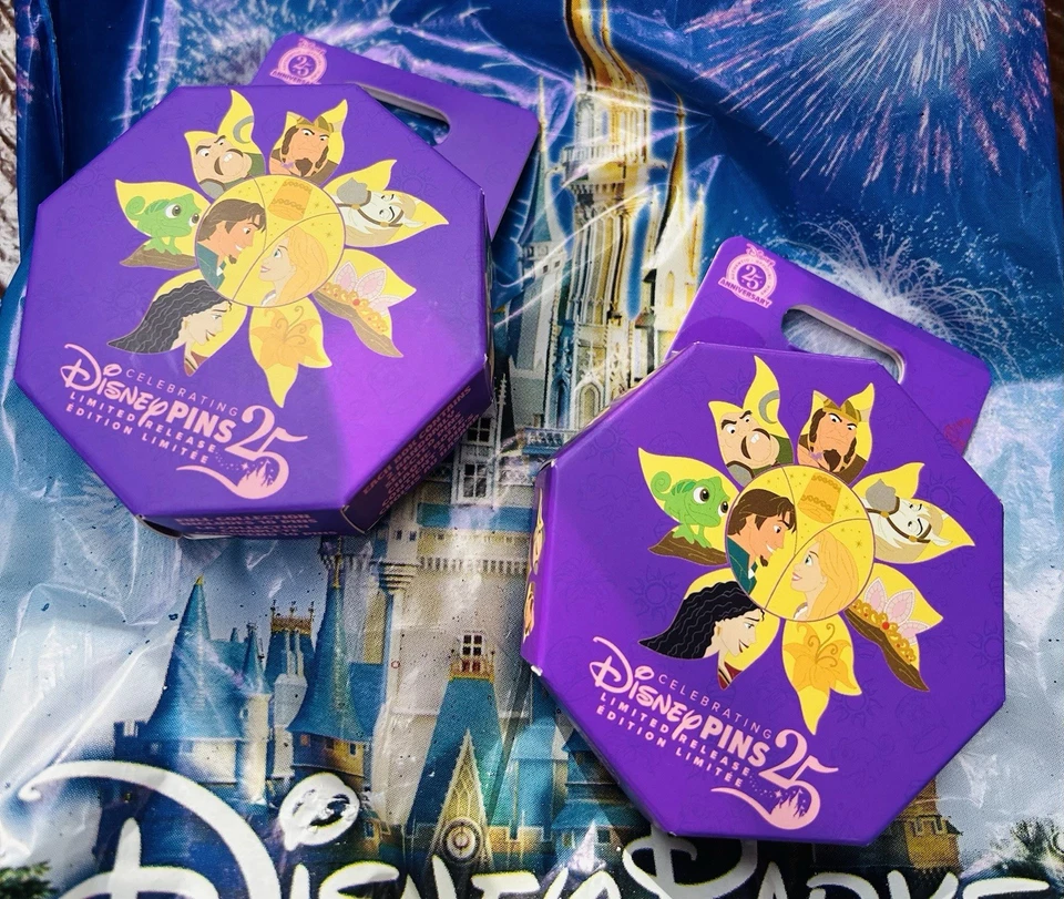 Parques Disney 2025 Enredados 15 Aniversario Rapunzel Misterioso Pin Caja Set 2 CAJAS Foto 1 de 1