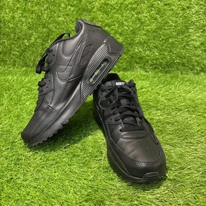 Nike Air Max 90 Triple Black Leather CD6864 028 Women's Size 8.5 GS 7Y Youth - Picture 1 of 5