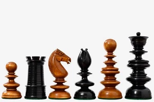 Circa 1840 Pre-Staunton Calvert Library Chessmen Ebony & Antique Boxwood 3.3" - Picture 1 of 8