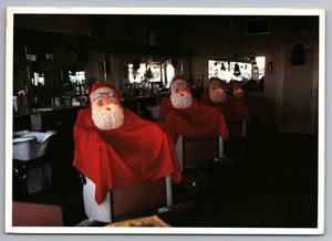 North Hollywood FL BARBER SHOP gruselig auf SANTA CLAUS Stühlen sitzen 1975 Postkarte E2 - Bild 1 von 2