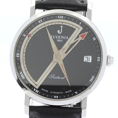 Reloj Automático Juvenia J9692C Brújula Textante Hombre SS Cuero Negro Fecha Foto 1 de 4