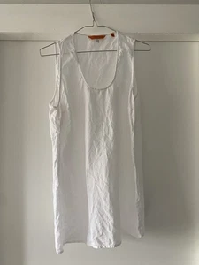 Lisa Ho Linen White Singlet Top Size 14 Scoop Neck  - Picture 1 of 4
