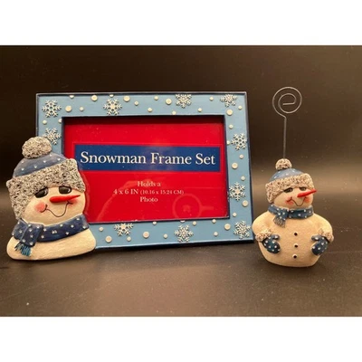 Juego de Marco de Invierno Muñeco de Nieve en Caja Original Marco de 4" x 6" y Clip de Foto Nuevo en Caja Foto 1 de 3