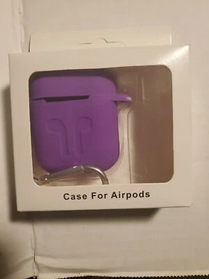 For Apple AirPods Silicone Charging Case Cover with Keychain purple  - Image 1 of 2