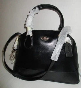 Coach F36703 Cora Crossgrain Patent Leather Domed Satchel Handbag Black $395 - Picture 1 of 9