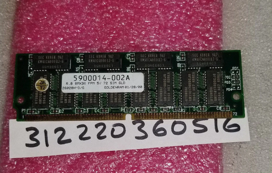 Paridad de memoria RAM SIMM 32 MB PS/2 FPM 8 Mx36 60 n 5 V 72 pines PLOMO DORADO  Foto 1 de 1