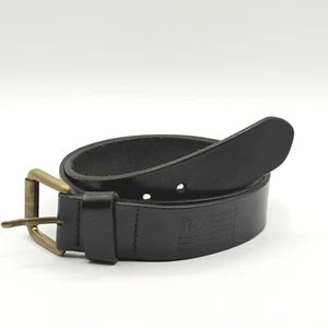 Polo Jeans Co. Leather Belt Brass Buckle Size 38 Made in Italy Black - Picture 1 of 6