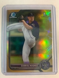 2022 1st Bowman Chrome #BDC-151 Gabriel Hughes Gold Refractor #D /50 SSP - Picture 1 of 2
