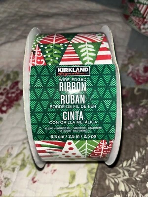 NEW Kirkland Wire Edged Christmas Ribbon 50 yds Christmas Trees 2.5" NEW - Image 1 of 4