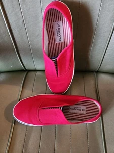 Liz Claiborne Lizsport Women's Canvas Slip on Sneaker size 9 Red Nautical Wonder - Picture 1 of 9