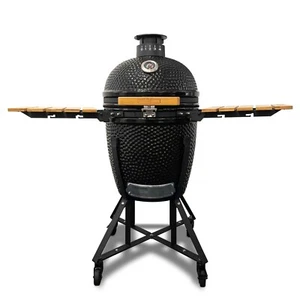 Luxe Outdoor Kamado BBQ Charcoal Grill | Ceramic Barbecue Grill 20" Large Black - Picture 1 of 11
