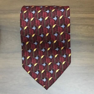 Ermenegildo Zegna Red & Gold Geometric With Blue Flowers Silk Tie Made In Italy - Picture 1 of 8