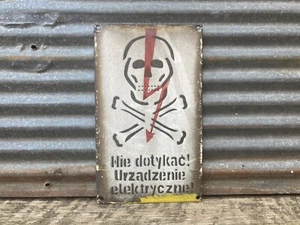 Authentic Vintage Sign Skull & Cross Bones Electric Danger Voltage Porcelain - Picture 1 of 2