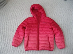 Eddie Bauer Down Hood Zip Reversible Puffer Jacket Red Pink Girl Medium NEW - Picture 1 of 7