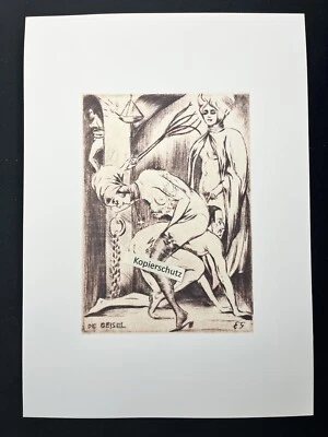 Erotische Lithographie - Die Geißel - um 1900 - Sado Vagina Fanny Lick - Erotic - Bild 1 von 2