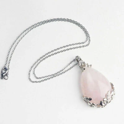 Collana ciondolo pendente vero quarzo rosa con GARANZIA pietre naturali NUOVA - Immagine 1 di 4