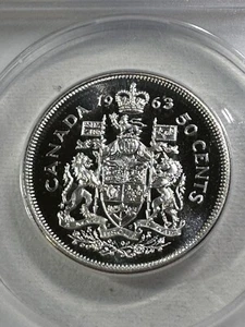 1963 Canada 50 Cents Silver Coin Proof Like Graded MS 66 Cameo by ANACS - Picture 1 of 4