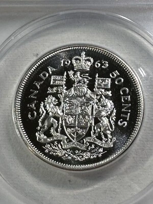 1963 Canada 50 Cents Silver Coin Proof Like Graded MS 66 Cameo by ANACS - Image 1 of 4