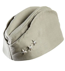 SIDE CAP US ARMY SOLDIER WW 11 KHAKI MILITARY HAT 3 STAR FANCY DRESS WW2 - Picture 1 of 2