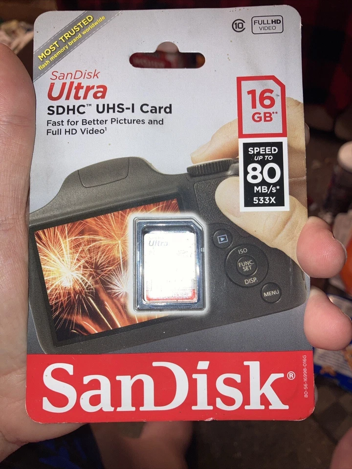 Genuine (NOS) Sandisk Ultra SDHC UHS-I Card 16GB 80MB/S 533X **FAST Shipping** - Image 1 of 1