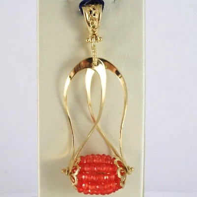 CIONDOLO PENDENTE ARGENTO 925 PLACCATO ORO GIALLO FINEMENTE LAVORATO, CORNIOLA - Immagine 1 di 4