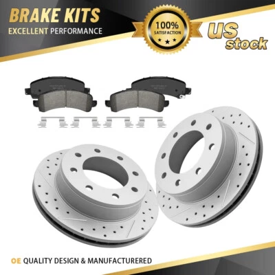 Rear Drilled & Slotted Rotors & Brake Pads Kits for GMC Savana 3500/2500 8LUGS - Image 1 of 4