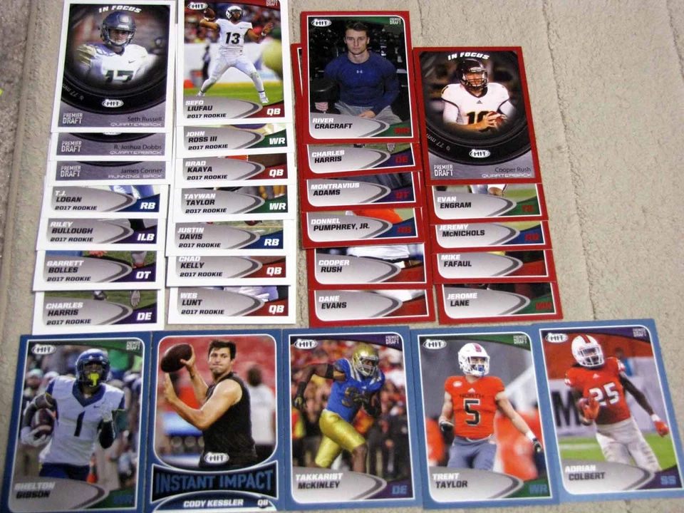 2017 Sage Hit Premier Draft Football Base, Red & Blue Parallel (Pick Your Cards) - Image 1 of 1