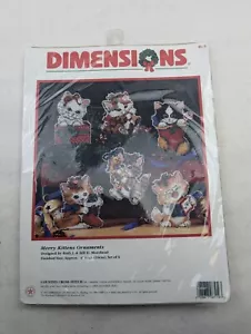 New Dimensions Cross Stitch Kit Merry Kittens Ornaments Set of 6 Morehead Cats - Picture 1 of 3