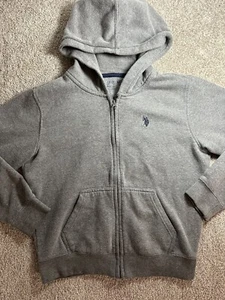 Embroidered Logo Polo Ralph Lauren Full Zip Terry Hoodie Grey Size L (10-12) - Picture 1 of 5