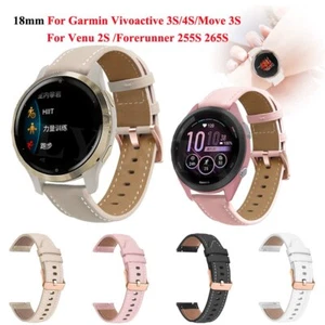 18 mm Leder Uhrenarmband für Garmin 255S 265S Venu 2S Vivoactive 4S 3S Armband Gürtel - Bild 1 von 10