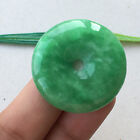 Certified natural green jadeite Carving Safety Circle Donut jade Pendant 平安扣 105