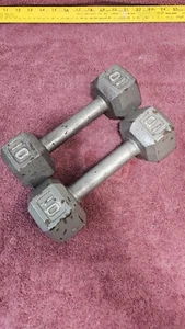 Barbell Cast Iron Hex Dumbbell Weight Set Two (2) 10 lb Each- Work Out, Lifting - Picture 1 of 6