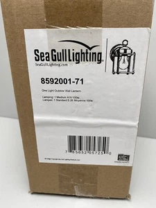 Sea Gull New Castle 8" Outdoor Wall Light in Black Metal New in package SJ - Picture 1 of 8
