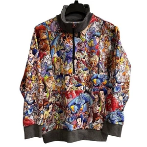 Two Snuggle Bugs Sweatshirt Womens L Disney Cartoons Character Print 1/4 Zip - Picture 1 of 9