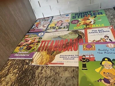 Lot of 7 Scholastic MIX Classroom Teacher Reading Kids Books K-5 New Titanosaur - Image 1 of 4