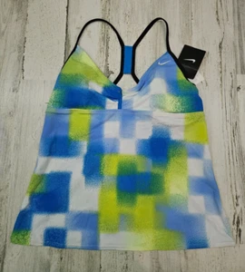 Camiseta Tankini de Natación Nike Talla 12 Para Mujer Forrada Playa Piscina Viaje Azul Amarillo Elastizada - Imagen 1 de 6